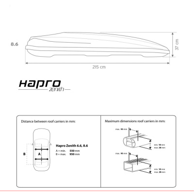  Автомобильный бокс Hapro Zenith 8.6 W белый глянец компании RackWorld