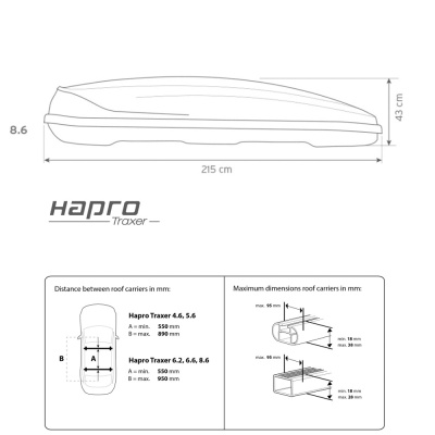  Автомобильный бокс Hapro Traxer 8.6 W белый глянец компании RackWorld