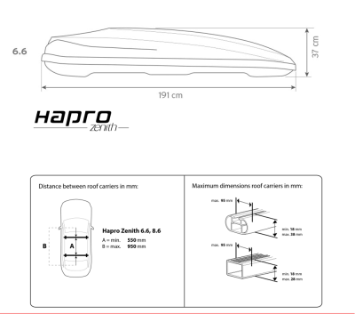  Автомобильный бокс Hapro Zenith 6.6 B черный глянец компании RackWorld
